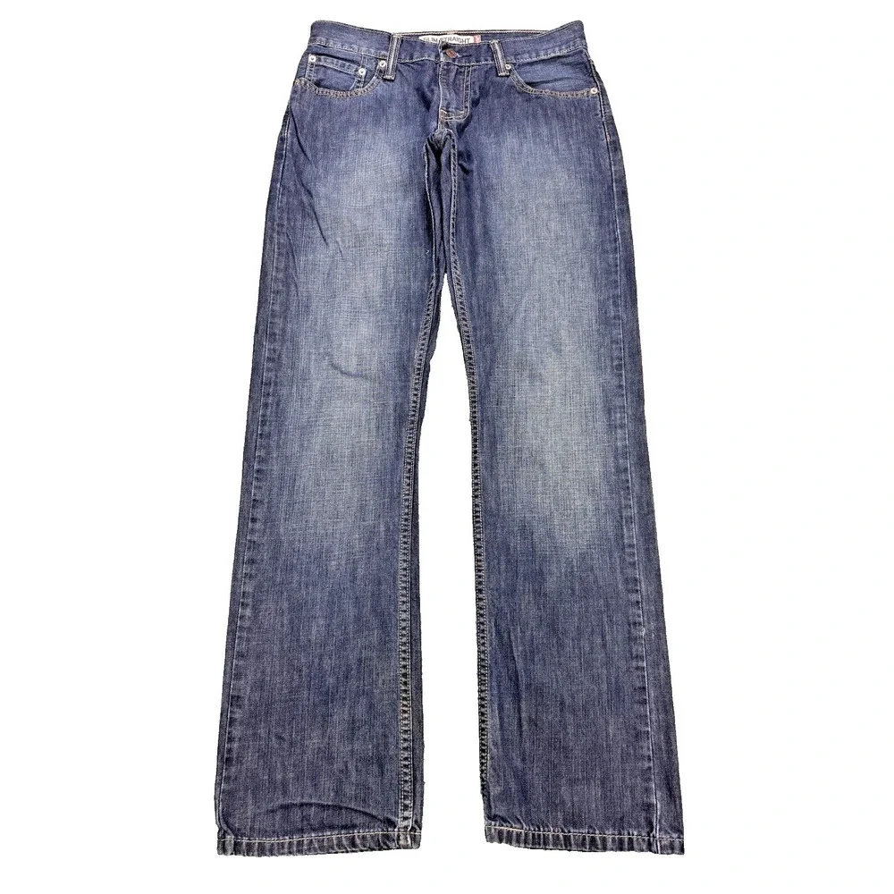 Levis 514 Jeans Men 30x32 Blue Slim Straight Distressed Whisker Denim